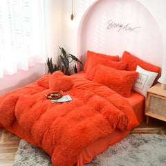 Bedding Set Luxury Winter Warm Thicken Mink Fleece Duvet Cover Bed Sheet and Pillowcases Quilt Cover Queen King Size 150x200cm
