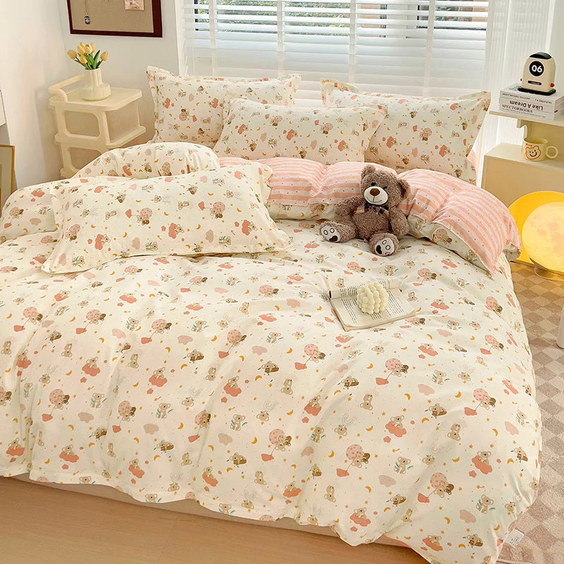 1pc Quilt Cover Stripe Style Duvet Cover Skin-friendly Bed Linen Girls Boys Room Bedding Covers (No Pillowcase)