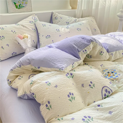 Wrinkled Yarn Washed Cotton Four Piece Set Duvet Cover Set Bed Sheet Three Piece Set Non Pure Cotton Bedding Set