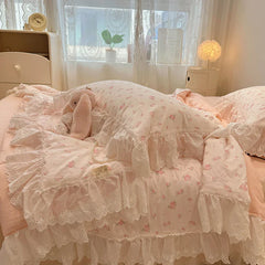 Summer Quilt 2025 New Washed Cotton Korean Ins Lace Fragmented Series  Air Condition Quilt High Quality Summer Blanket set