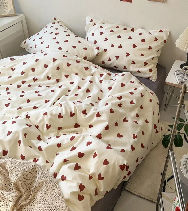 Ins Style Bedding Set No Filler Boys Girls Duvet Cover Pillowcase Flat Sheet Full Queen Size Home Decor Bed Linens