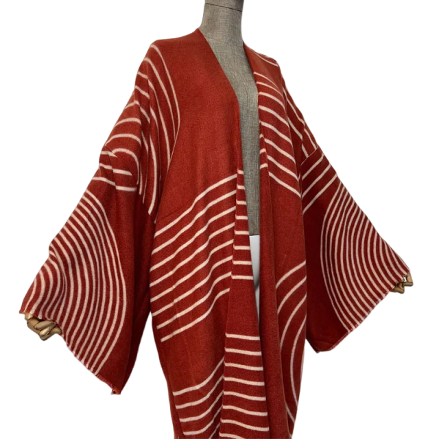 Stylish Winter Printed Kimono Cardigan - WINI