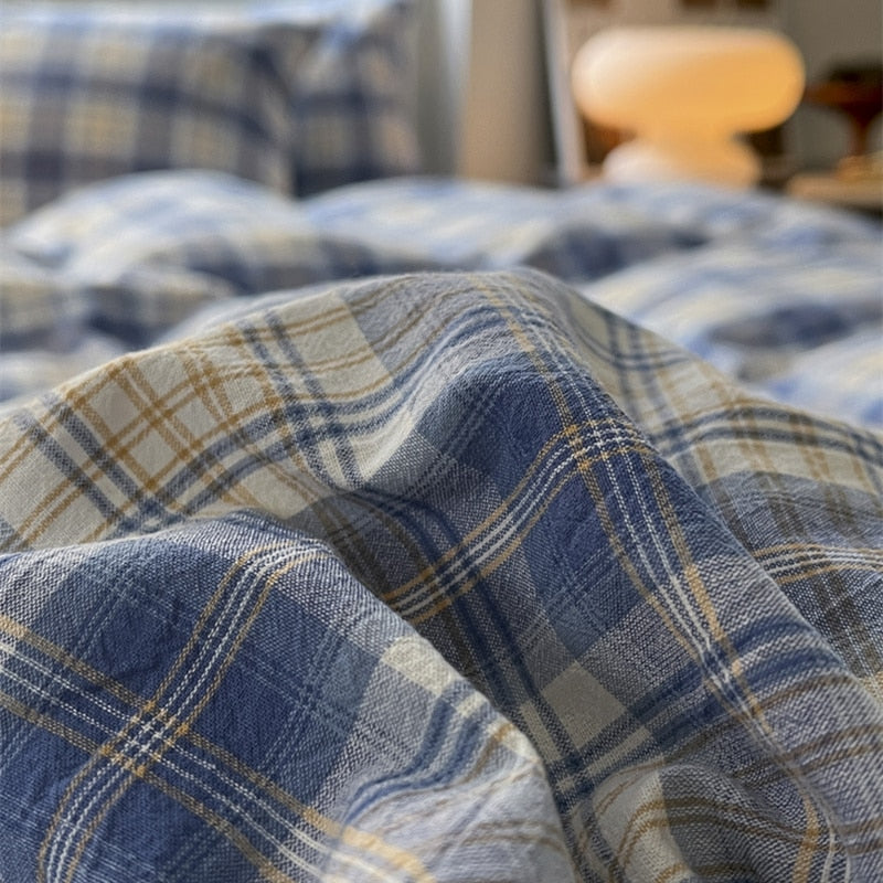 Bedding Set Washed Cotton Linen Duvet Cover Flat Sheet Pillowcase Soft Comfort Home Hotel