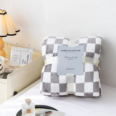 Thickened Plaid Fuzzy Fleece Blanket Ultra-Soft Reversible Microfiber Bed Warm Cozy Gingham Throw Blankets for Couch,Chair,Sofa