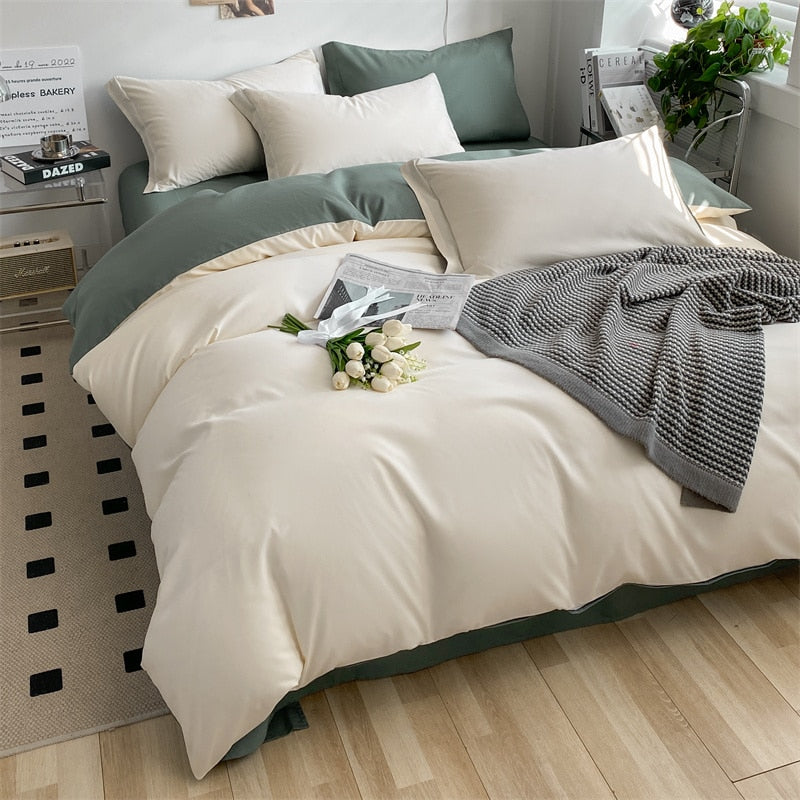 Bedding Set Boy Girl Duvet Cover Flat Sheet Pillowcase Aesthetic Bedcloth Double Cover Flat  Soft Comfort  Bed Sheet Pillowcase