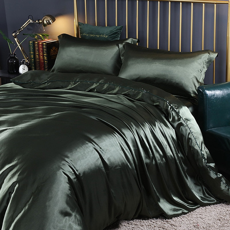blending Mulberry Silk Bedding Set Silky High-end Queen Size Duvet Cover Set with Fitted Sheet Luxury Bedding Sets King Bed Sets