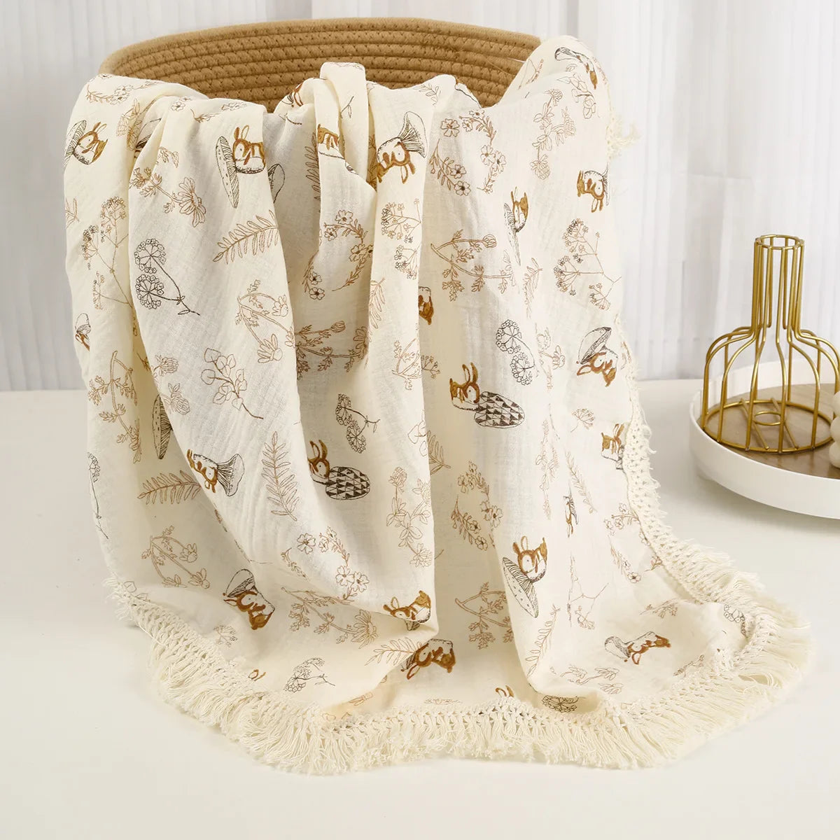 Baby Blankets Muslin Swaddle For Newborn Fringe Double Layer Cotton Summer Blanket Bed Comforter Infant Baby Stuff Bebe