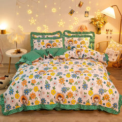 Duvet Cover kawaii Bedding Set Twin Size Flower Quilt Cover 150x200 High Quality Skin Friendly Fabric Bedding Cover