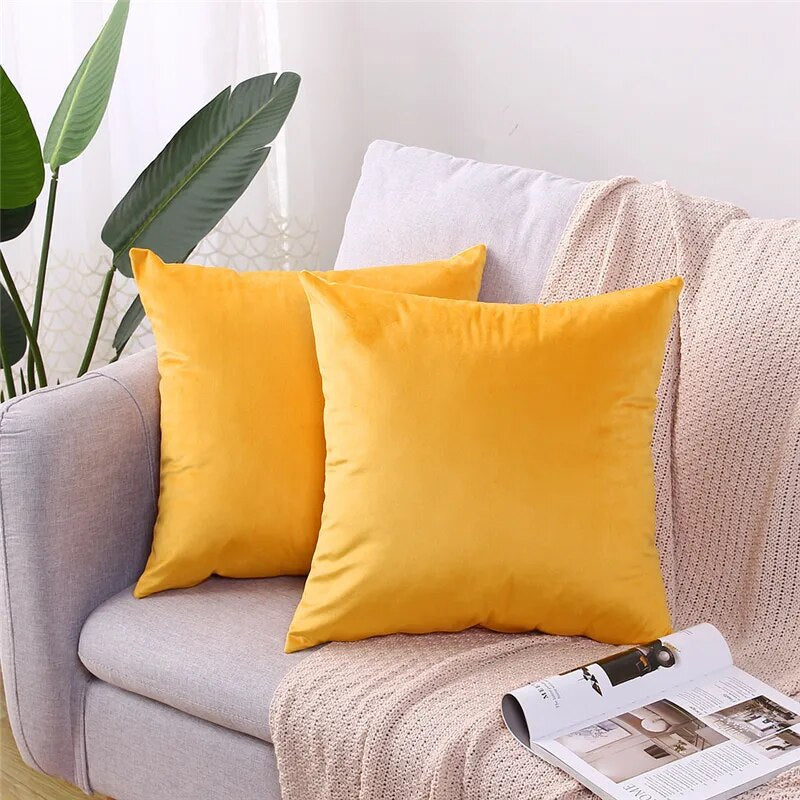 45x45cm Solid Color Luxury Velvet Throw Pillow Case Sofa Car Seat/Back Lumbar Cushion Cover Home Decor Bed Soft Pillowcase