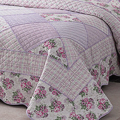 Single Double Bed 100%Cotton Purple 3pcs Printed Quilted Quilt Pillowcase Free Shipping lençol de cama casal أسرّة