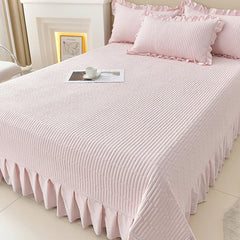 Summer solid color tencel bed cover three-piece set lace ice silk mat air conditioner mat non-slip bed sheet kang cover soft mat