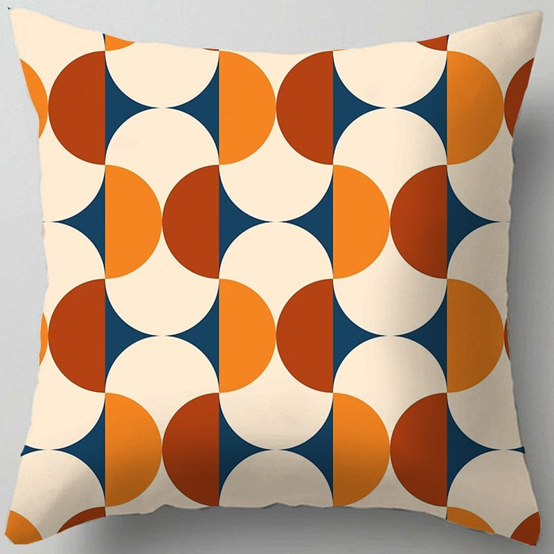 Luxury Plush Cushions Case Orange Yellow Brown Nordic Geometry Pillows Case Modern Abstract Decor Throw Pillows Home Office Sofa