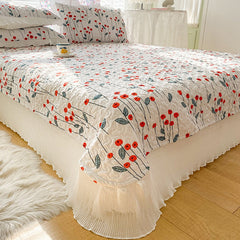 Chiffon Lace Quilting Double Bed Spread Princess Style Cotton Sandwich Queen Bedspread Home Comfortable Bed Cover Not Pillowcase