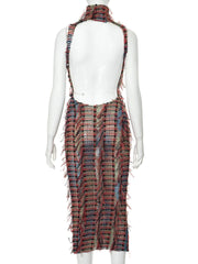 Red Turtleneck Hollow-Out Backless Dress