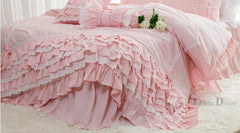 Romantic Ruffle luxury duvet cover rose print bedding king duvet cover lace bed set princess cotton quilt cover duvet set queen
