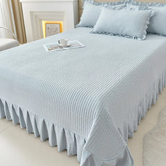 Summer solid color tencel bed cover three-piece set lace ice silk mat air conditioner mat non-slip bed sheet kang cover soft mat
