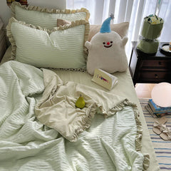 Korean Simple Bedding Set Modern Air Condition Thin Blankets Summer Quilt Pillowcase Comfortable Fluffy Blanket with Filling