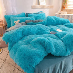 Warm Furry Duvet Cover Queen Soft Comfortable Long Plush Quilt Cover 220x240cm Warmth Blanket Comforers Covers Only Duvet Cover