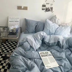 Bedding Set Nordic Single Double Flat Sheet Duvet Cover Pillowcase Soft Microfiber Full Queen Size Bed Linen