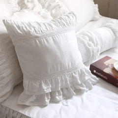 Super Luxury White Lace Ruffle Square Pillow Case, Wedding Decorative Bedding Textile, Sofa Cushion Cover, Princess, Sale