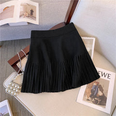 Half Pleated Knitted Mini Skirt