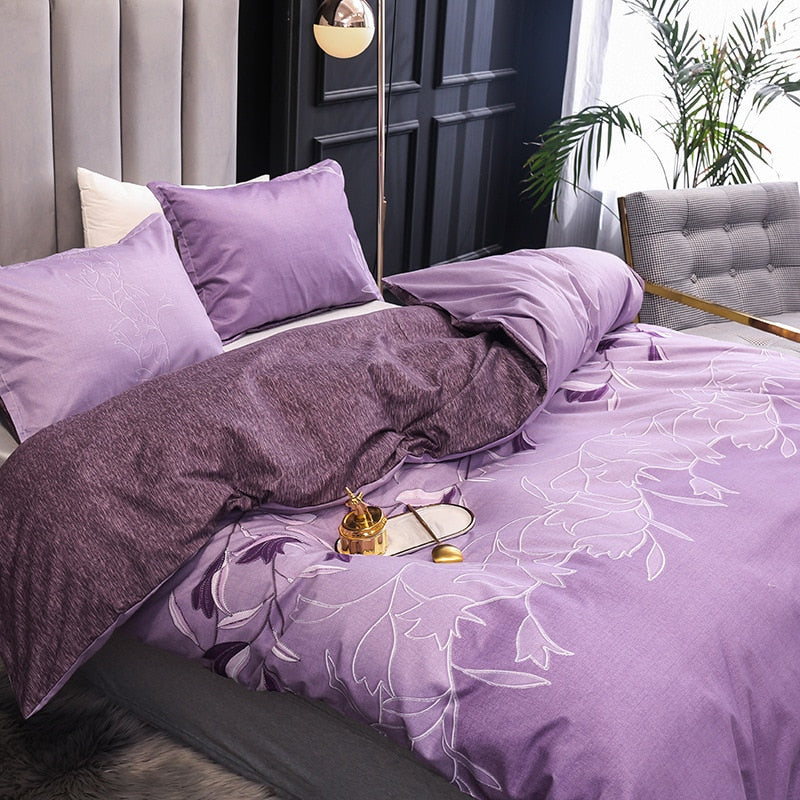 3pcs Nordic Exquisite Embroidery Bedding Set Bedroom Double Comfort Soft High Quality Quilt Cover and Pillowcase