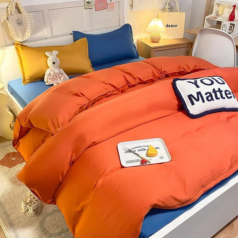 Bedding Set Nordic Single Double Flat Sheet Duvet Cover Pillowcase Soft Microfiber Full Queen Size Bed Linen