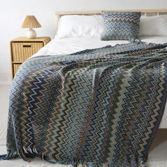 Bohemian Style Blanket Tassels Shawl Yarn Dyed Blanket Sofa Towel manta Home Bedside Blanket Decoration Plaid (No Pillowcase)