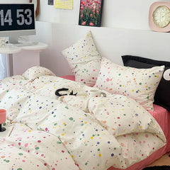 Fashion Duvet Cover Set Korean Ins Style New Flat Sheet Pillowcase No Filler Kids Adult Bedding Kit Twin Queen Bed Linen