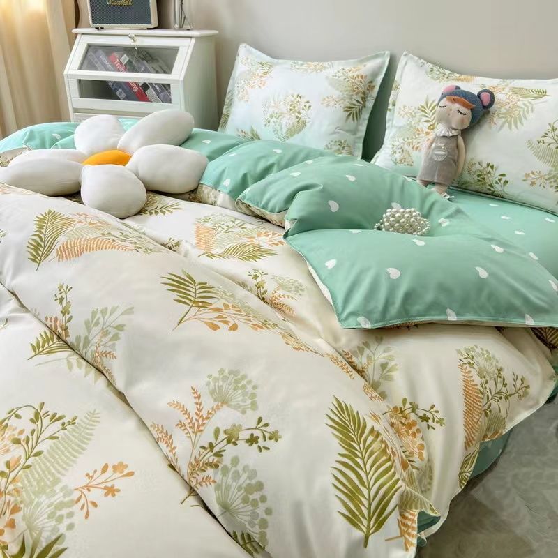 Bedding Set Nordic Single Double Flat Sheet Duvet Cover Pillowcase Soft Microfiber Full Queen Size Bed Linen