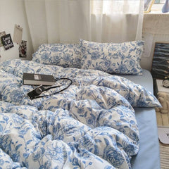 Bedding Set Nordic Single Double Flat Sheet Duvet Cover Pillowcase Soft Microfiber Full Queen Size Bed Linen