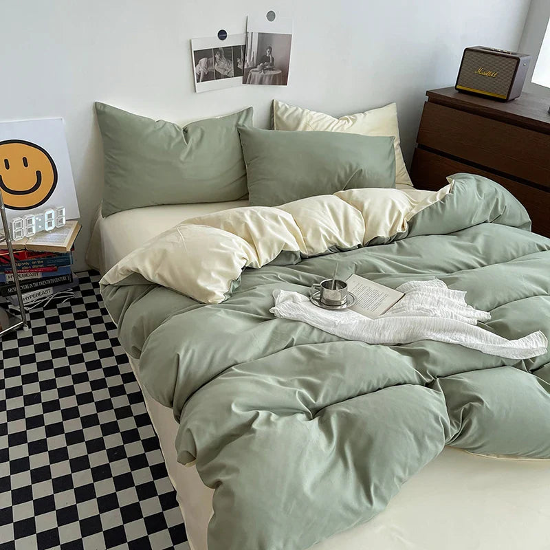 Gray Duvet Cover Set with 2pcs Pillowcase Soft Washed Cotton Comforter Quilt Cover Pillow Case Double Queen King Size