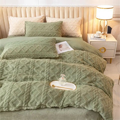 Milk Velvet Bedding Set Jacquard Tafu Velvet Thicken Winter Warm Four Piece Sets Quilt Cover Bed Linen Pillowcase Bedroom Decor