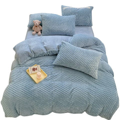 New Milk Velvet Bedding Set Thickened Bean Velvet Warm Four Piece Sets Quilt Cover Bed Linen Pillowcase Queen King Bedroom Decor