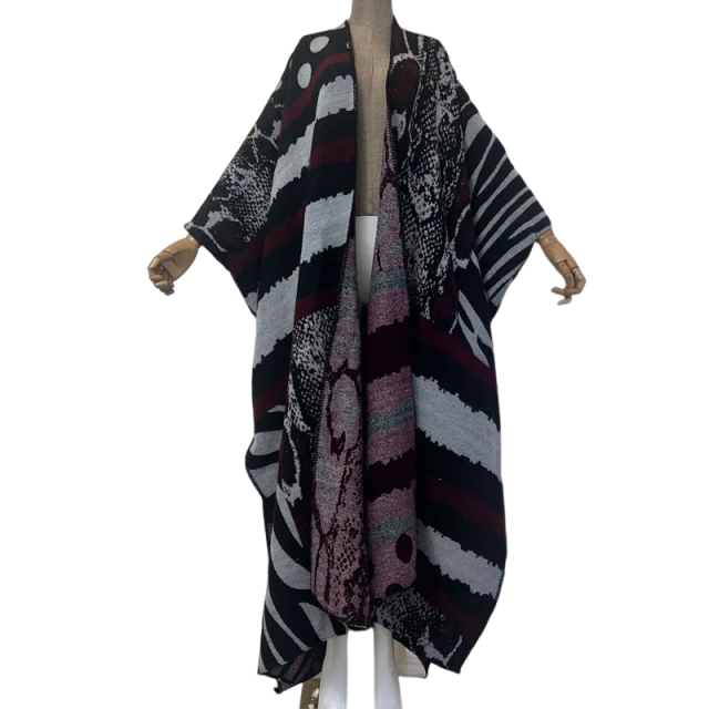 Cozy Retro Print Maxi Cardigan - WINI