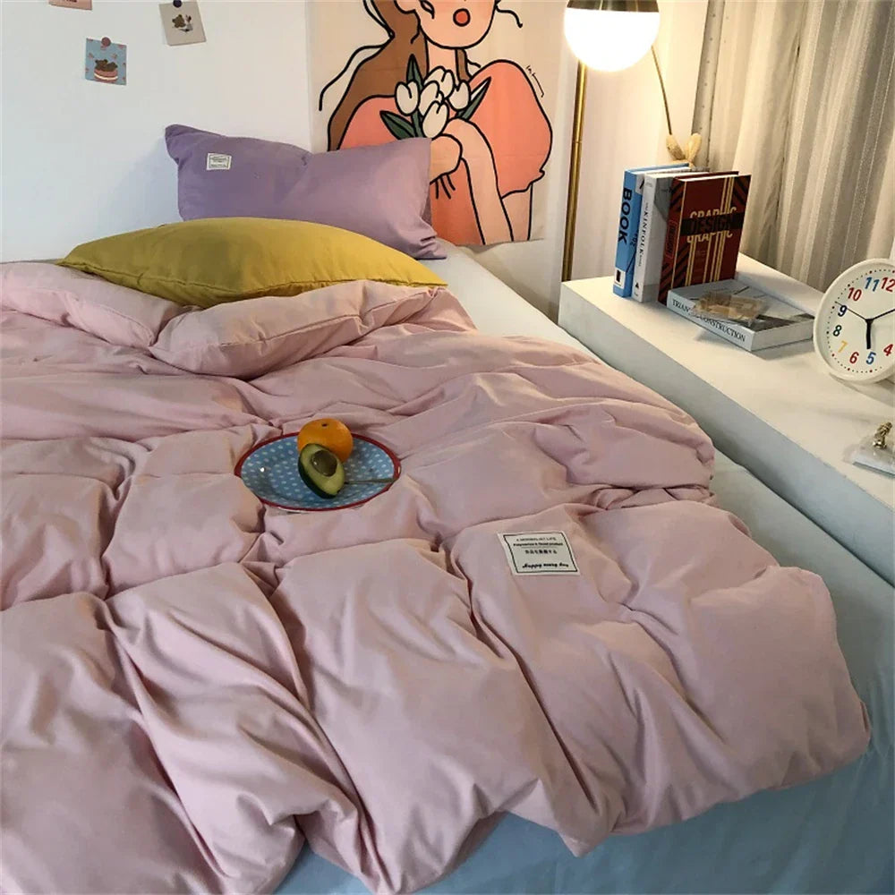 100% Cotton Bedding Set Duvet Cover Bed Sheet Pillowcase Skin Friendly Quilt Cover Set Bedroom Decor King Size Double Bed Sets