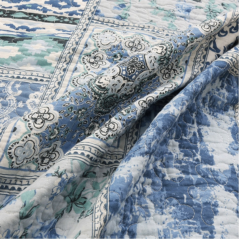 100% Cotton Modern Simplicity Interstellar Blue Sky 3pcs Printed Quilted Quilt Pillowcase