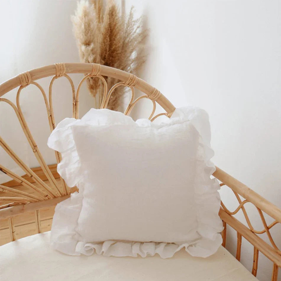 100% Pure Linen Ruffle Throw Pillowcases,Soft Comfortable Cushion Cover,Home Decor Sofa Pillows Cover,Living Room Couch Ornament