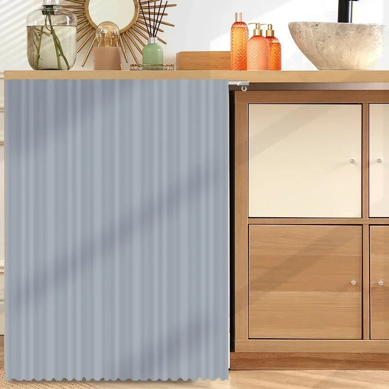 Kitchen Cabinet Curtain Dustproof Cupboard Wardrobe Cover Self-Adhesive Short Curtains Cabinet Bookcases Cortina Rideaux