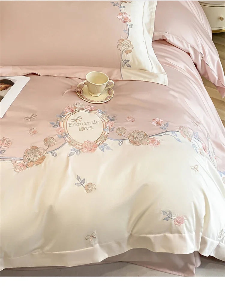 4pcs/set Grade Class A 200s Long-staple Pure Cotton High-grade 100% Cotton Embroidery Quilt Cover Pillowcases and Bedding Set