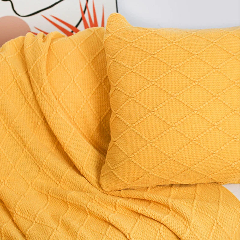 Nordic Knitted Shawl Sofa Blanket with Tassels Scarf  Sofa Emulation Fleece Throw Blanket TV Blankets Bed End Decor Drop Ship