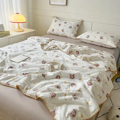 Summer Quilt Cotton Floral French Style Double  Air-conditioned Quilt, Double-layer Summer Blanket Comforter Duvet   이불