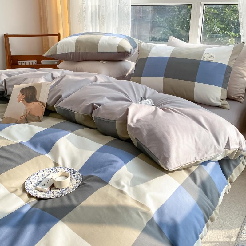 1pc 100%Cotton Duvet Cover Plaid Comforter Covers funda nordica cama 150 Single/Queen/King Quilt Cover(no pillowcase)