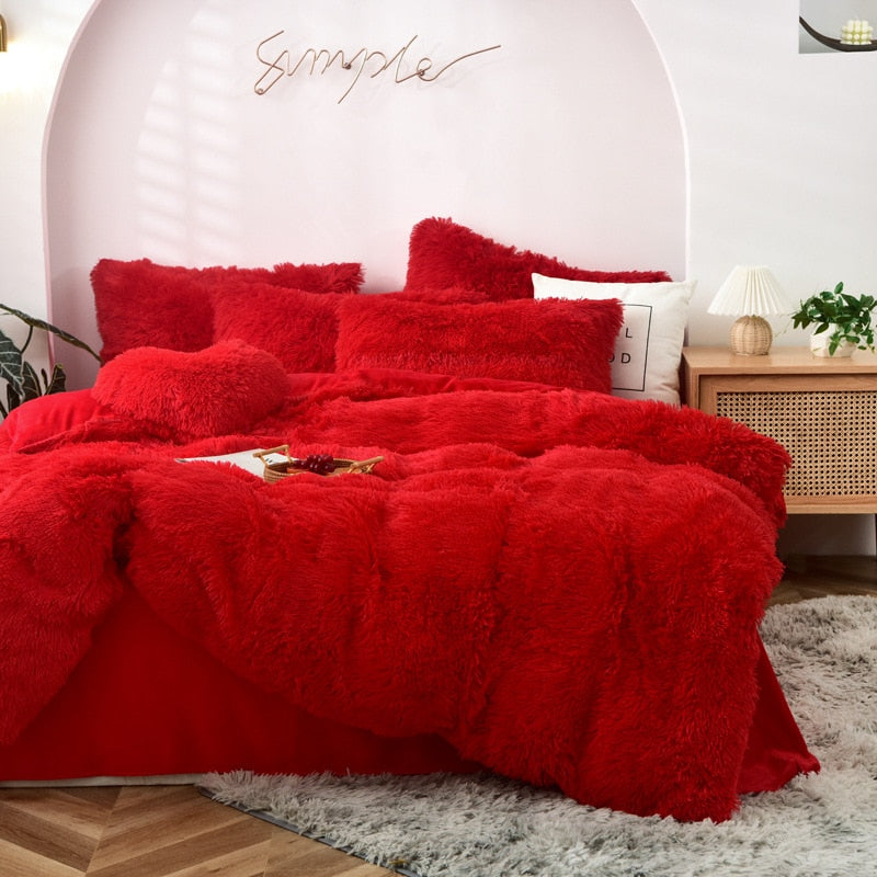 Bedding Set Luxury Winter Warm Thicken Mink Fleece Duvet Cover Bed Sheet and Pillowcases Quilt Cover Queen King Size 150x200cm