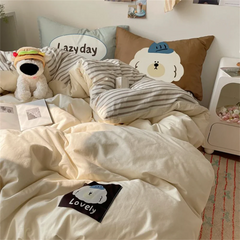 Super Soft Cloud Wash Cotton Four-Piece Set of Student Dormitory Three-Piece Set of Bed Bamboo Cartoon Bedding Set