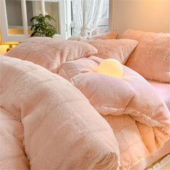 Rabbit Plush Bedding Sets Milk Velvet Warm Four Piece Set Thicken Quilt Cover Bed Linen Pillowcase King Bedroom Decor