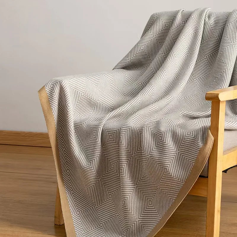 2025 new light luxury blanket living room nap sofa blanket bedside towel office aviation blanket paper pattern fish bone pattern