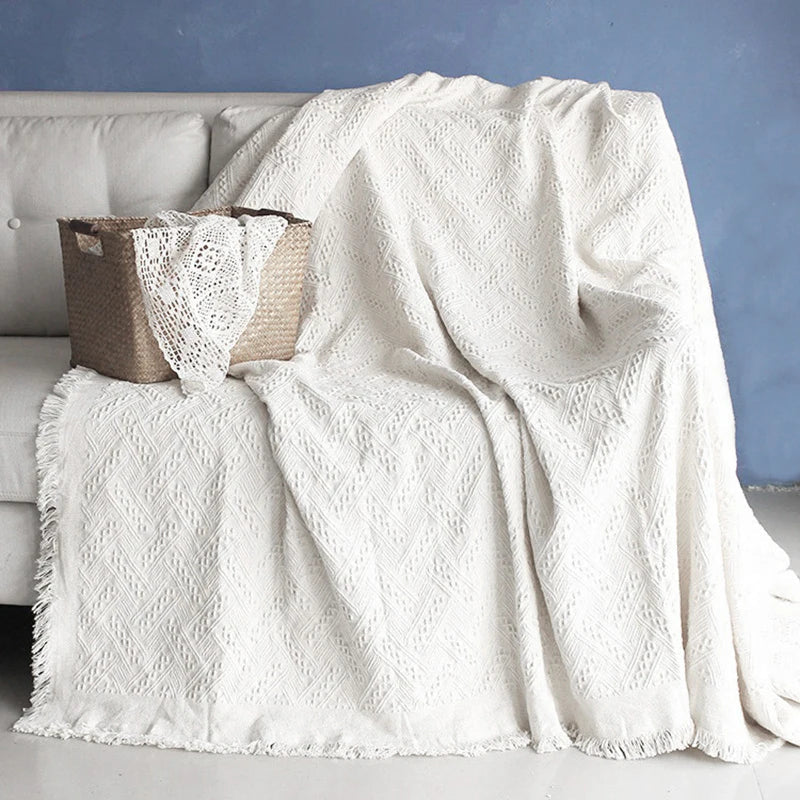 Nordic Sofa Blanket White Bohemian Throw Blankets with Tassel Outdoor Camping Picnic Mats Sofa Towels Home Decor Manta Blanca