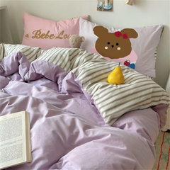 Super Soft Cloud Wash Cotton Four-Piece Set of Student Dormitory Three-Piece Set of Bed Bamboo Cartoon Bedding Set