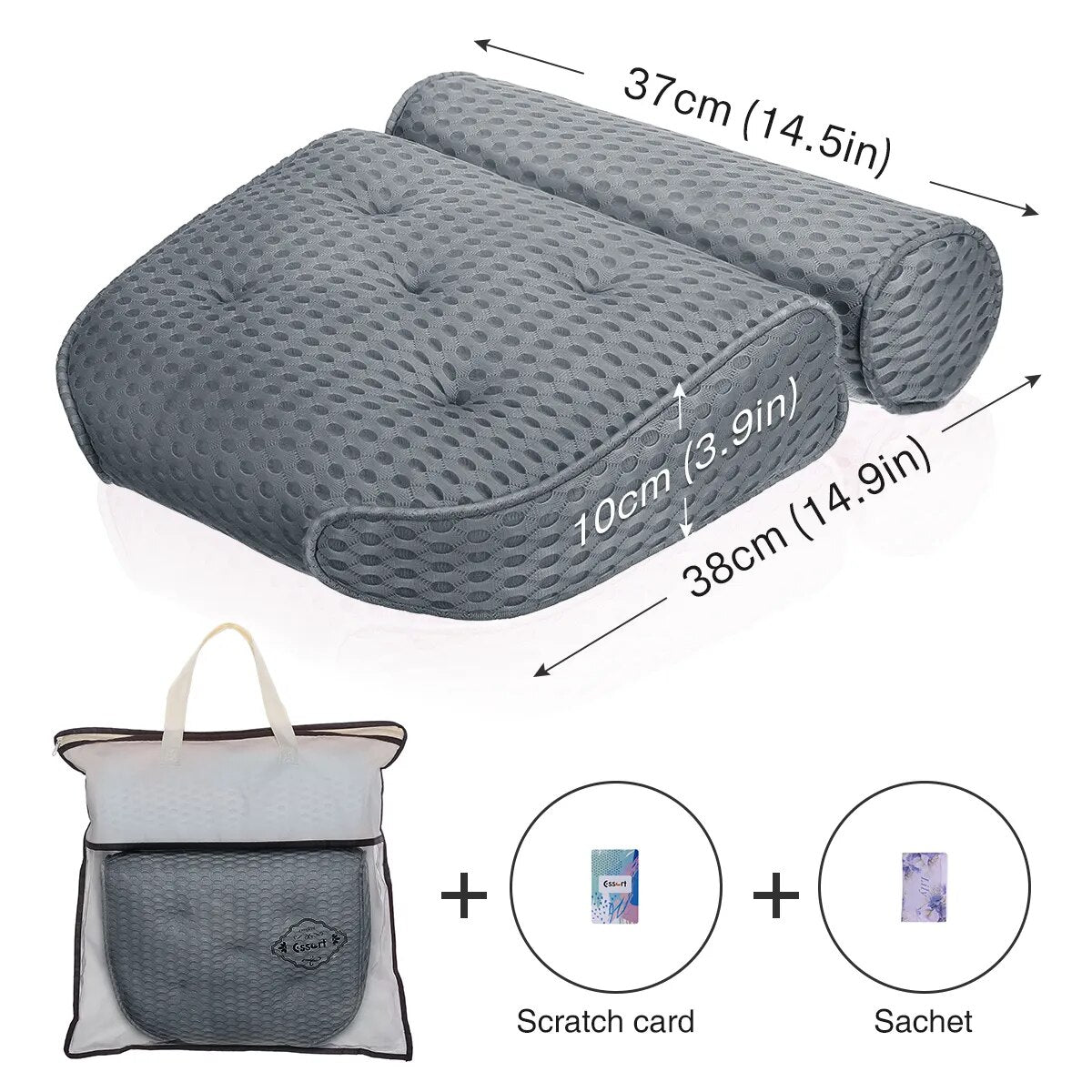 Non-Slip SPA Bath Pillow with Suction Cups Bath Tub Neck Back Support Headrest Pillows Thickened Home Cushion Bathroom Accersory